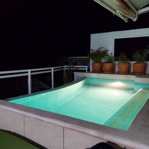 Patio pool at night