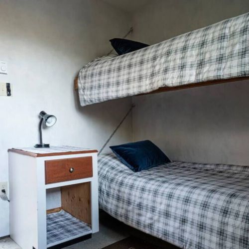 Bunkhouse side table and beds