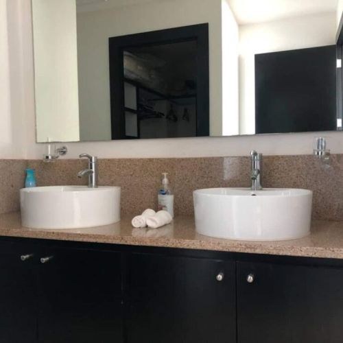 Master ensuite with double sinks and full sized shower